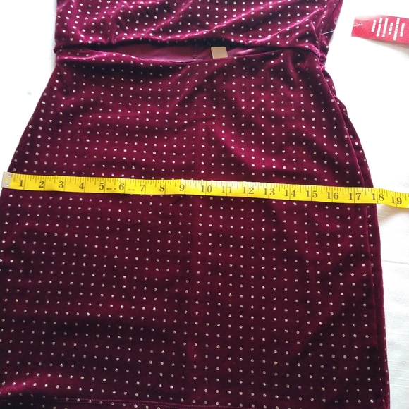 Sparkly Velvet Burgundy Gold Strappy Mini Dress Cutout Size Large - Picture 15 of 16
